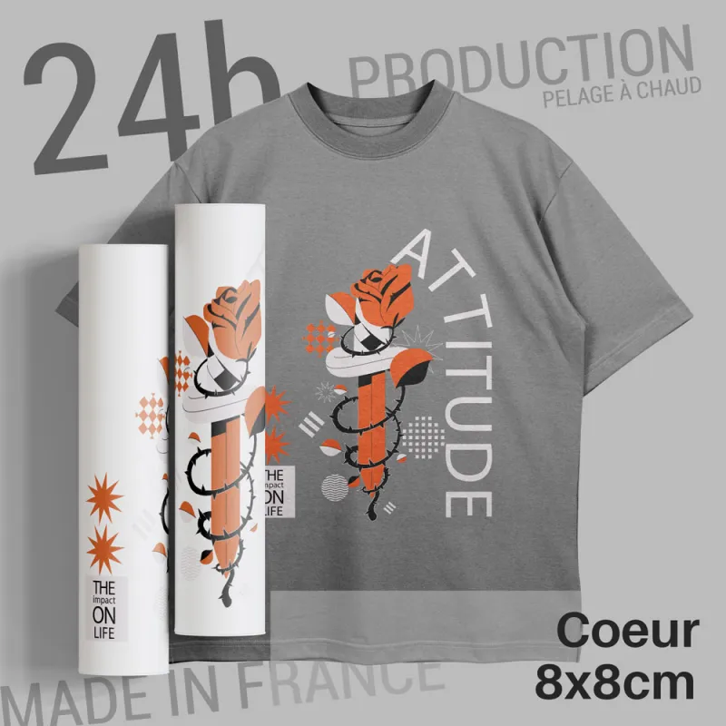 TRANSFERT DTF Coeur 8 x 8 cm - Production Express 24h